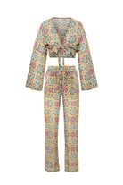 Le-Monade Dreams-Girlfriend Önden Bağlamalı Geometrik Desenli Bluz-Bluz-3-fleurdirect.live