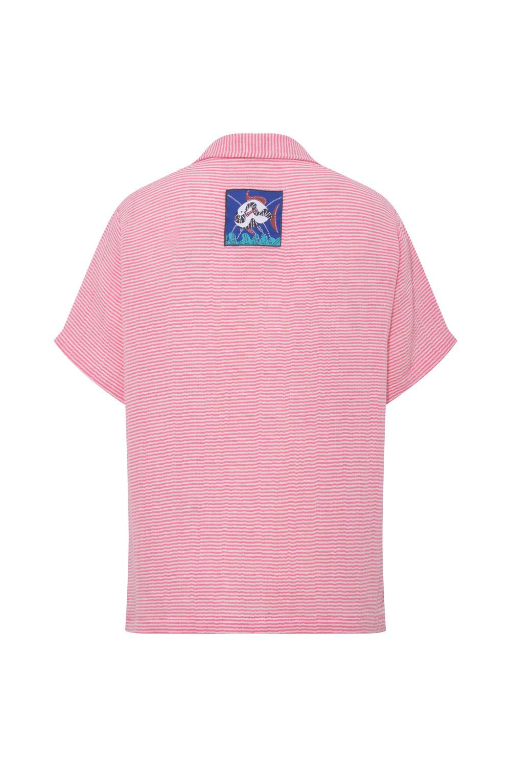 Le-Monade Dreams-Pembe Çizgili Kısa Kol Gömlek-Gömlek-2-fleurdirect.live