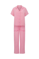 Le-Monade Dreams-Pembe Çizgili Kısa Kol Gömlek-Gömlek-3-fleurdirect.live