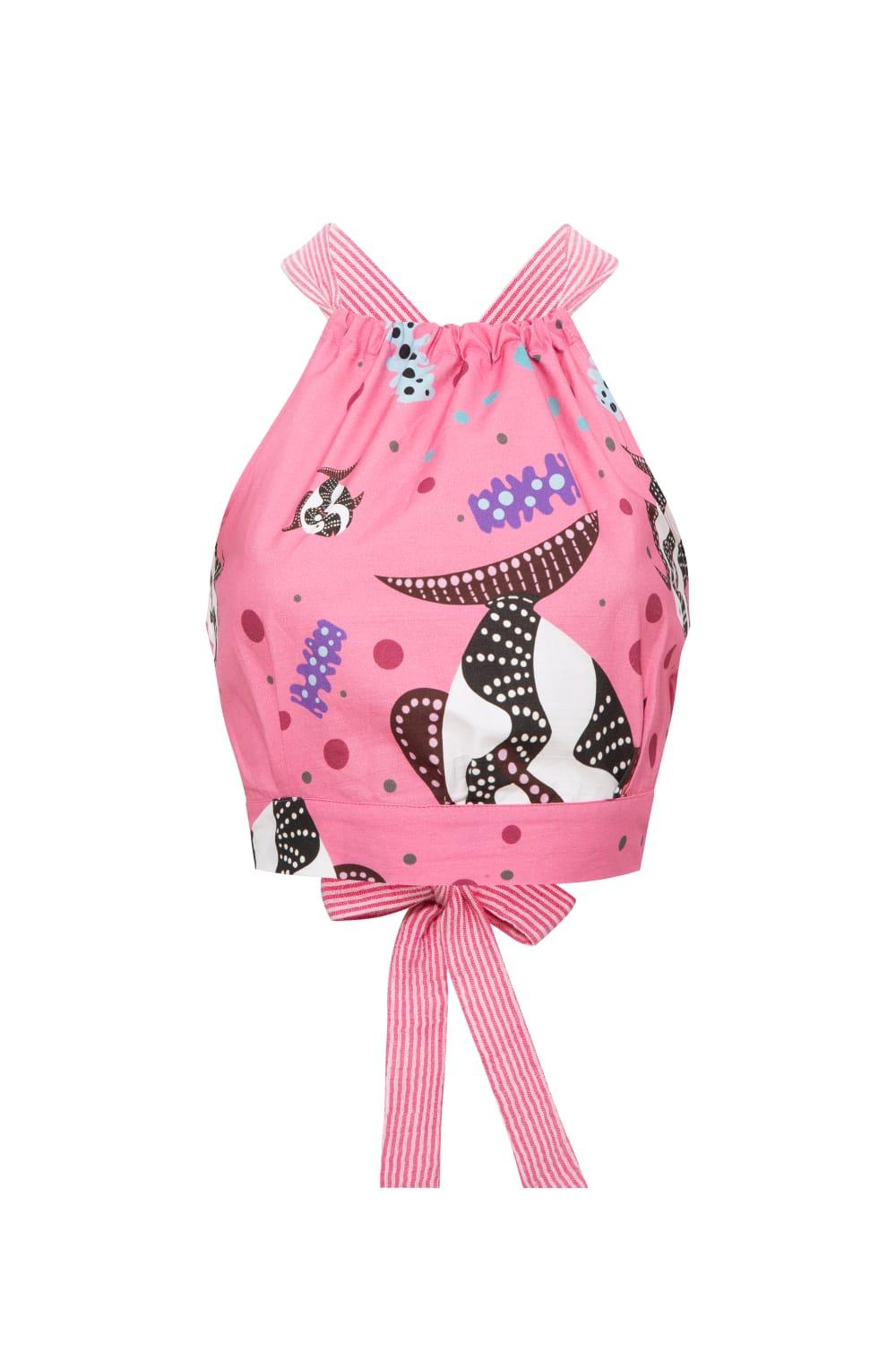 Le-Monade Dreams-SORUNLU - Pembe Balık Desenli Halter Yaka Sırt Detaylı Top-Top-1-fleurdirect.live