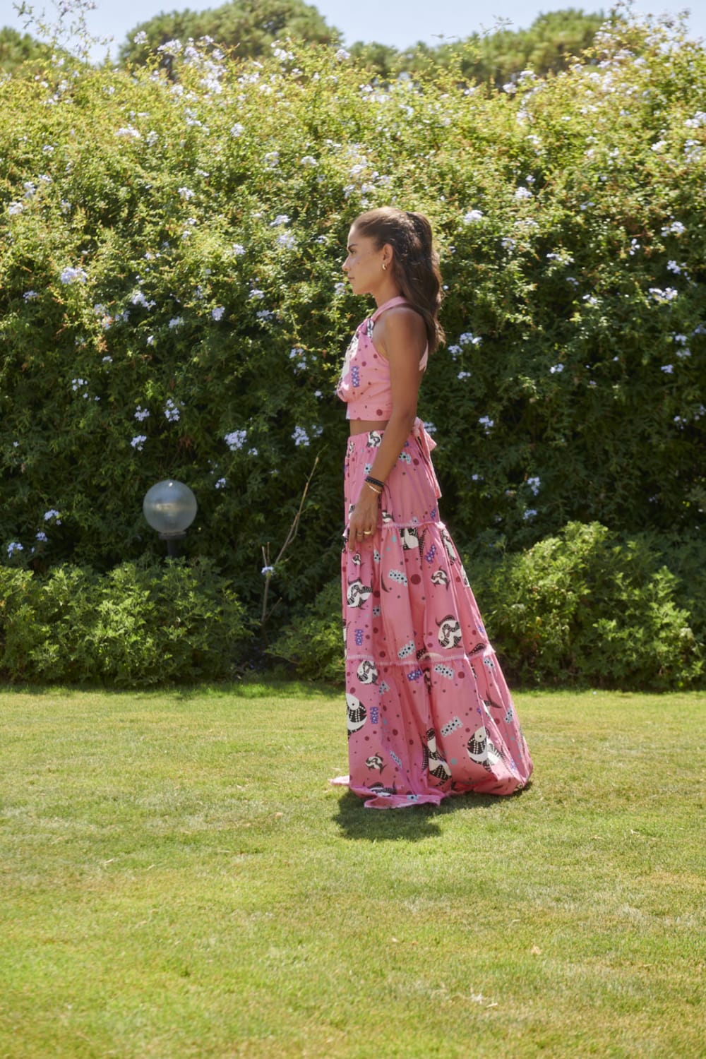 Le-Monade Dreams-SORUNLU - Pembe Balık Desenli Halter Yaka Sırt Detaylı Top-Top-5-fleurdirect.live