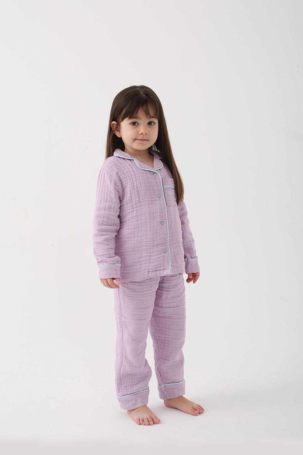 Let's Be Friends-Organik Muslin Pijama Takımı - Lila-Pijama Takımı-2-fleurdirect.live