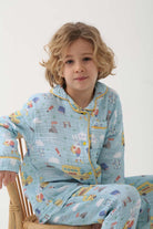 Let's Be Friends-Organik Muslin Pijama Takımı - Mavi Okul Desen-Pijama Takımı-2-fleurdirect.live