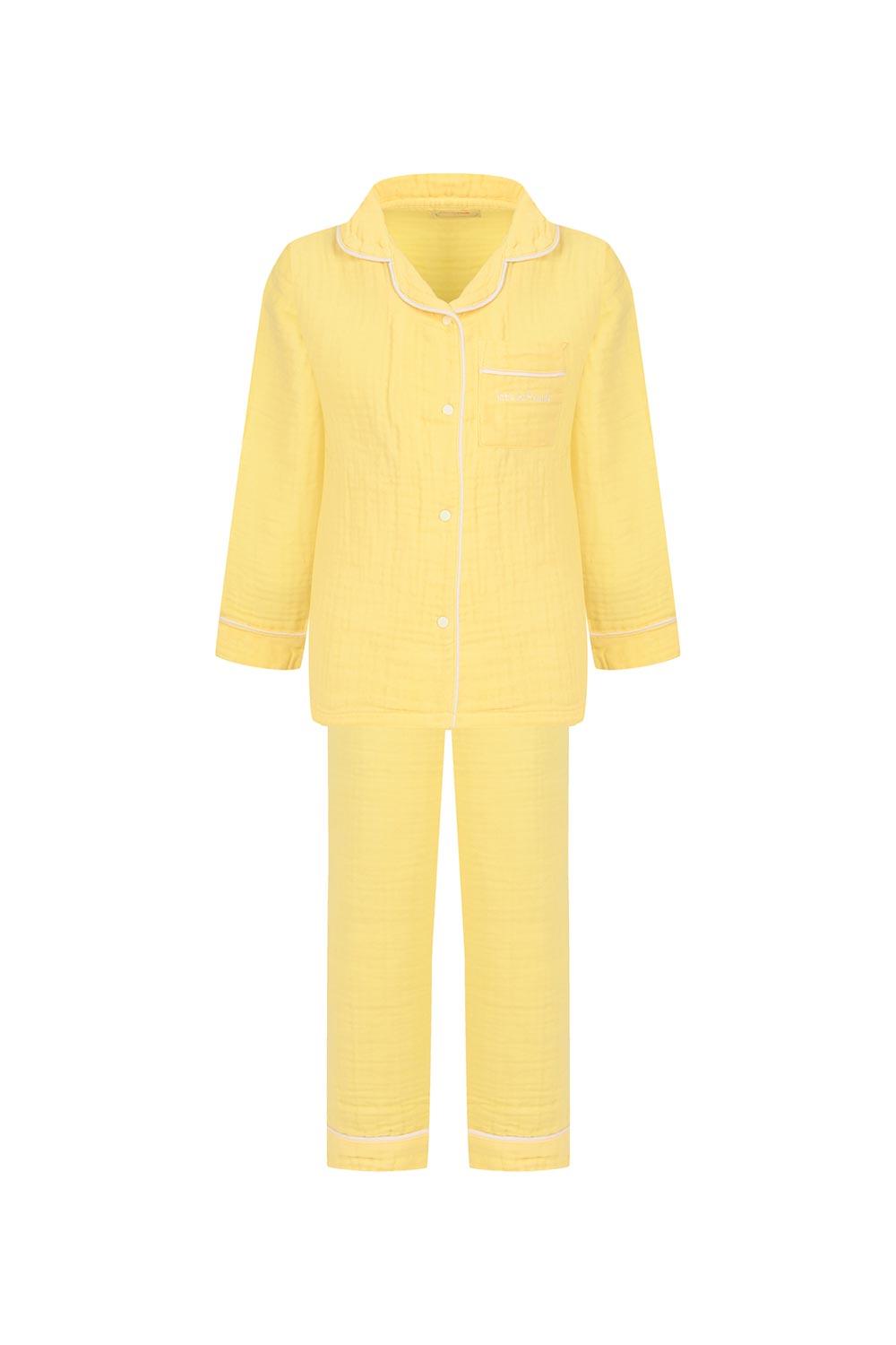 Let's Be Friends-Organik Muslin Pijama Takımı - Sarı-Pijama Takımı-1-fleurdirect.live