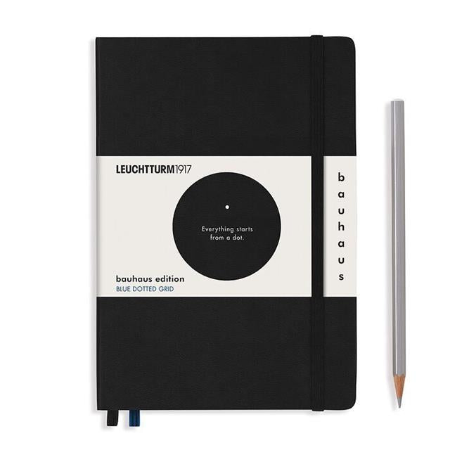 Leuchtturm 1917-Leuchtturm1917 Bauhaus Serisi Not Defteri, Orta Boy (A5), Sert Kapak, 251 Sayfa Mavi Noktalı Defter Black 359617-Noktalı-1-fleurdirect.live