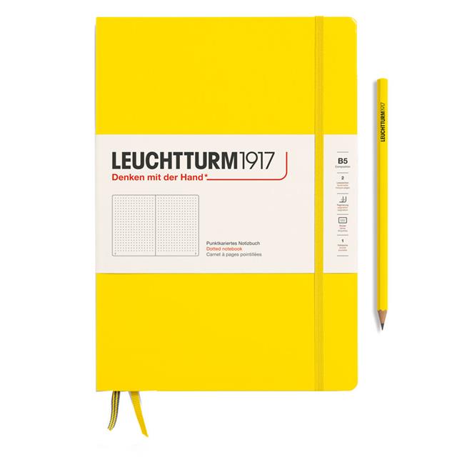 Leuchtturm 1917-Leuchtturm1917 Composition Notebook, B5, Sert Kapak, 219 Sayfa Not Defteri, Noktalı, Lemon 366169-Noktalı-1-fleurdirect.live