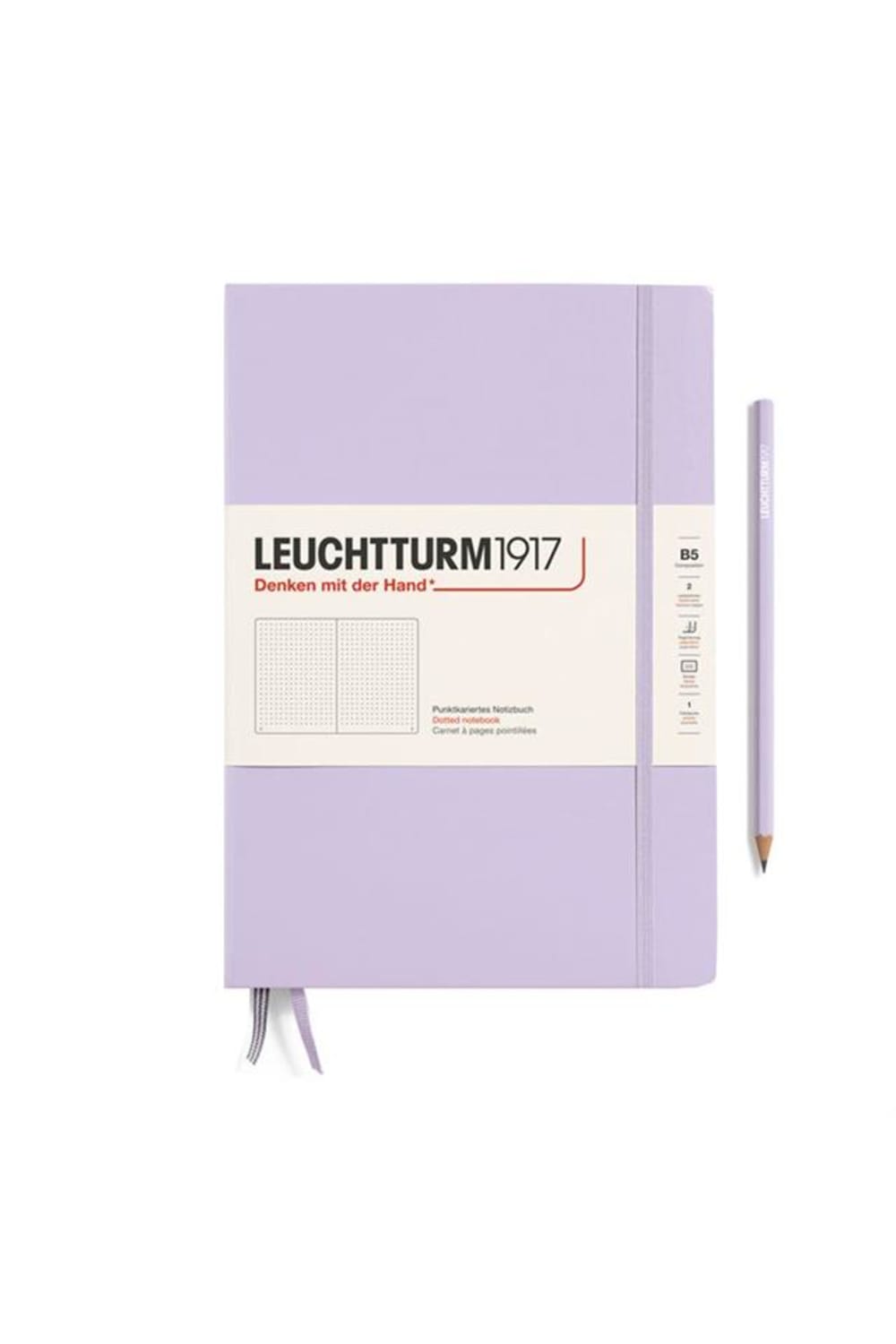 Leuchtturm 1917-Composition Notebook B5 Sert Kapak 219 Sayfa Not Defteri Noktalı Lilac-Defter-1-fleurdirect.live