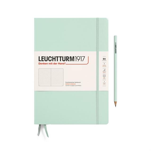 Leuchtturm 1917-Leuchtturm1917 Composition Notebook, B5, Sert Kapak, 219 Sayfa Not Defteri, Noktalı, Mint 370282-Noktalı-1-fleurdirect.live