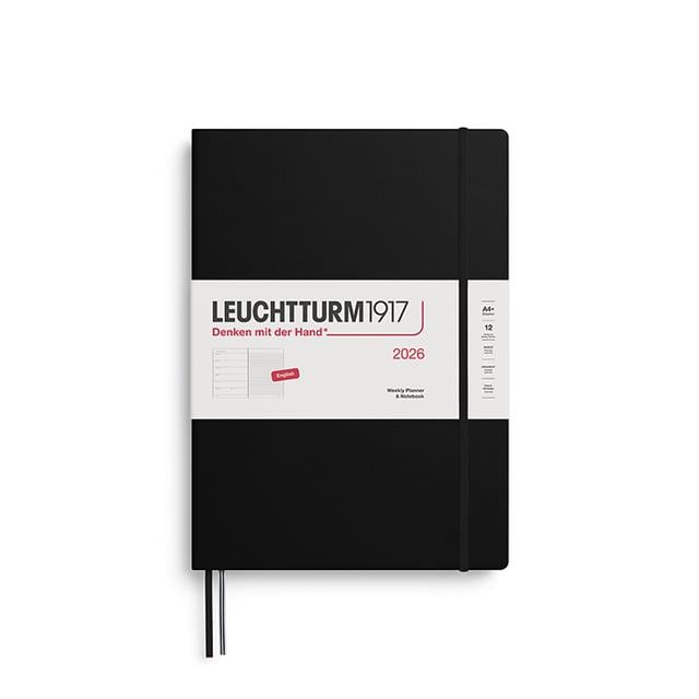 Leuchtturm 1917-Leuchtturm1917 Master Boy (A4+) 12 Aylık Ajanda Ve Not Defteri (çizgili) 2026 Sert Kapak, İngilizce, Siyah 372640-Özel Defterler-1-fleurdirect.live