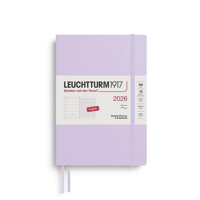 Leuchtturm 1917-Leuchtturm1917 Orta Boy (A5) 12 Aylık Ajanda Ve Not Defteri (çizgili) 2026 Yumuşak Kapak, İngilizce, Lilac372672-Özel Defterler-1-fleurdirect.live