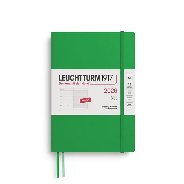 Leuchtturm 1917-Leuchtturm1917 Orta Boy (A5) 12 Aylık Ajanda Ve Not Defteri (çizgili) 2026 Yumuşak Kapak, İngilizce, Spring Leaf372678-Özel Defterler-1-fleurdirect.live
