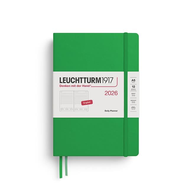 Leuchtturm 1917-Leuchtturm1917 Orta Boy (A5) 12 Aylık Günlük Ajanda (çizgili) 2026 Sert Kapak, İngilizce, Spring Leaf372775-Özel Defterler-1-fleurdirect.live