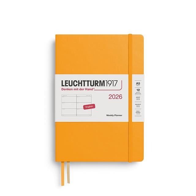 Leuchtturm 1917-Leuchtturm1917 Orta Boy (A5) 12 Aylık Haftalık Ajanda 2026 Sert Kapak, İngilizce, Rising Sun 372709-Özel Defterler-1-fleurdirect.live