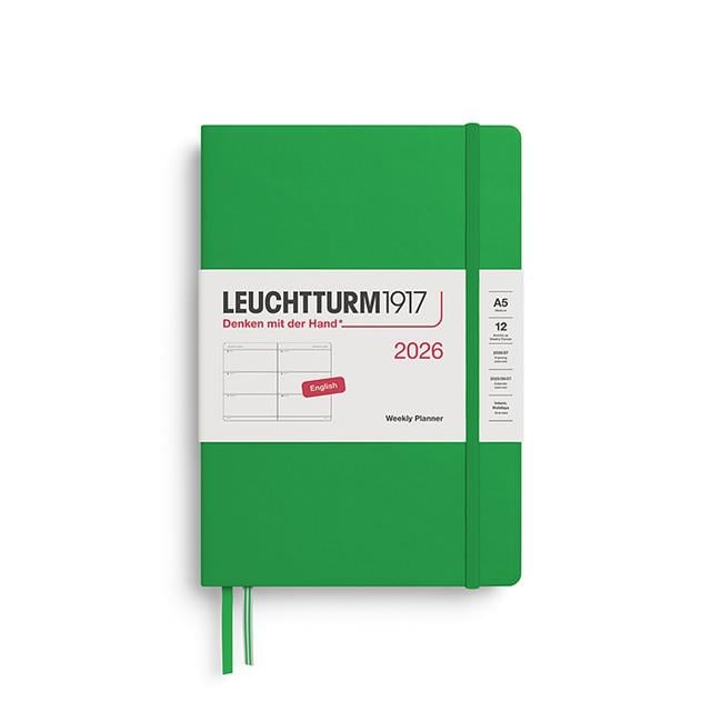 Leuchtturm 1917-Leuchtturm1917 Orta Boy (A5) 12 Aylık Haftalık Ajanda 2026 Sert Kapak, İngilizce, Spring Leaf372710-Özel Defterler-1-fleurdirect.live