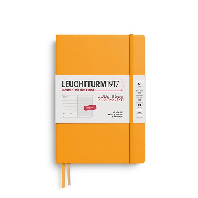 Leuchtturm 1917-Leuchtturm1917 Orta Boy (A5) 18 Aylık Ajanda Ve Not Defteri (çizgili) 2026 Sert Kapak, İngilizce, Rising Sun 372798-Özel Defterler-1-fleurdirect.live