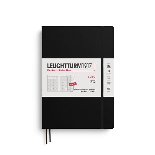 Leuchtturm 1917-Leuchtturm1917 Tablet Boy (B5) 16 Aylık Ajanda Ve Not Defteri (çizgili) 2026 Yumuşak Kapak, İngilizce, Siyah 372784-Özel Defterler-1-fleurdirect.live