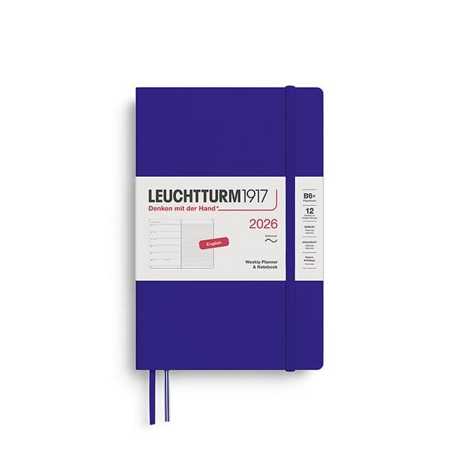 Leuchtturm 1917-Leuchtturm1917 çanta Boy (B6+) 12 Aylık Ajanda Ve Not Defteri (çizgili) 2026 Yumuşak Kapak, İngilizce, Ink Mavi 372691-Özel Defterler-1-fleurdirect.live