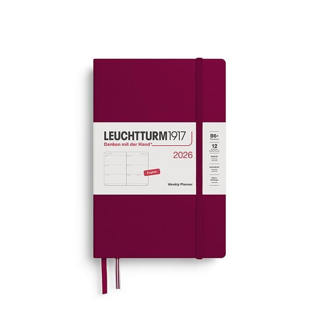 Leuchtturm 1917-Leuchtturm1917 çanta Boy (B6+) 12 Aylık Haftalık Ajanda 2026 Sert Kapak, İngilizce, Port Red372716-Özel Defterler-1-fleurdirect.live