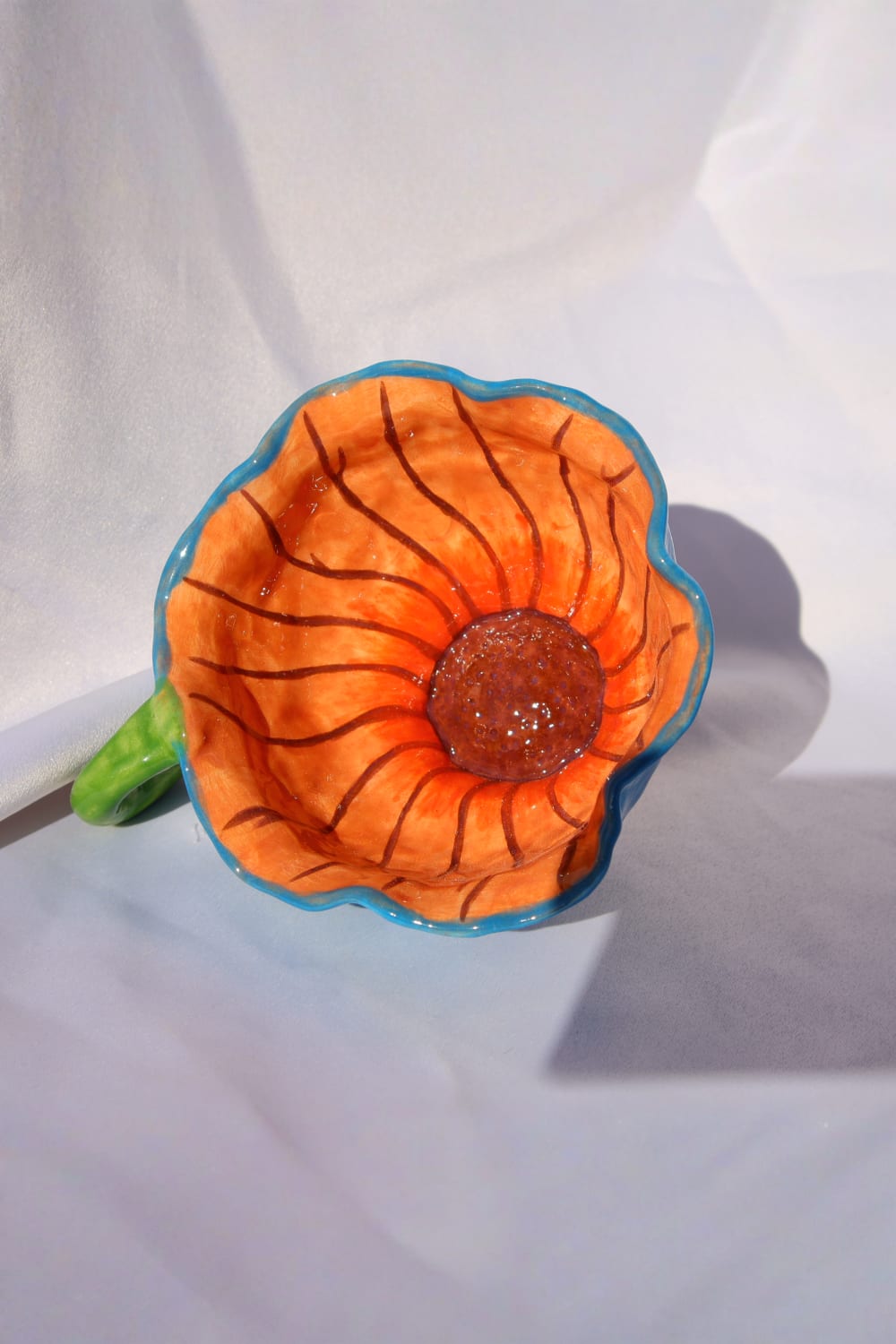 Lily & Loly Ceramics-Lily Serisi El Yapımı Mavi "flower" Çiçek Seramik Kupa 120 Ml-Bardak-2-fleurdirect.live