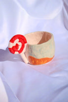 Lily & Loly Ceramics-Lolipop Kulplu Kumsal Efektli, El Yapımı Tasarım Kupa 200 Ml-Bardak-3-fleurdirect.live