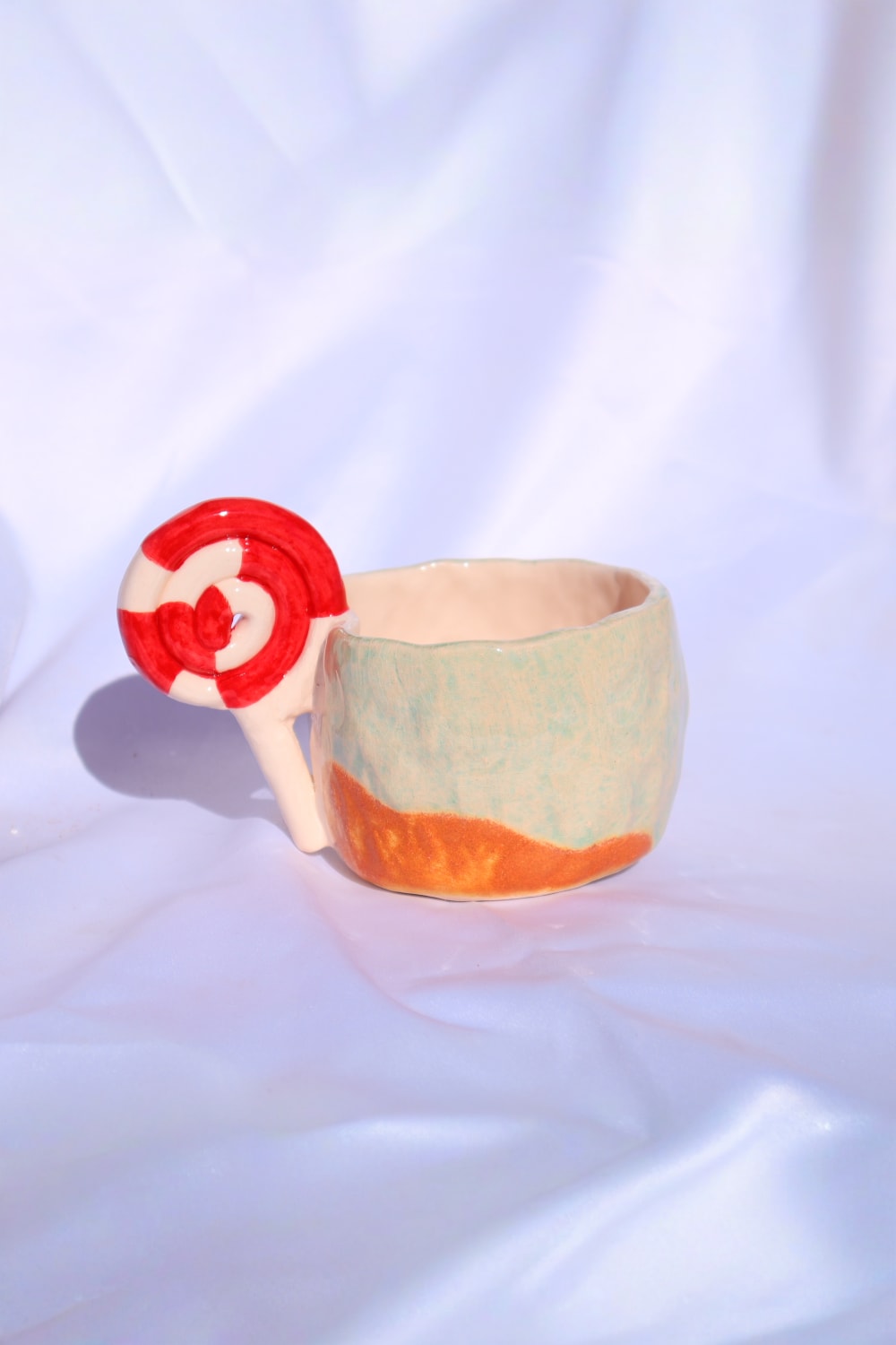 Lily & Loly Ceramics-Lolipop Kulplu Kumsal Efektli, El Yapımı Tasarım Kupa 200 Ml-Bardak-5-fleurdirect.live