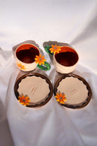 Lily & Loly Ceramics-Özel Çiçek Tasarımlı Çiçek Desenli Ayçiçek Kulplu El Yapımı Seramik Türk Kahvesi Fincan Seti - 2'li-Bardak-2-fleurdirect.live