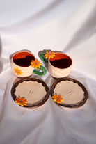 Lily & Loly Ceramics-Özel Çiçek Tasarımlı Çiçek Desenli Ayçiçek Kulplu El Yapımı Seramik Türk Kahvesi Fincan Seti - 2'li-Bardak-4-fleurdirect.live