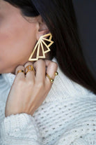Linya Jewellery-Asimetrik Üçgen Küpe Gold-Küpe-2-fleurdirect.live