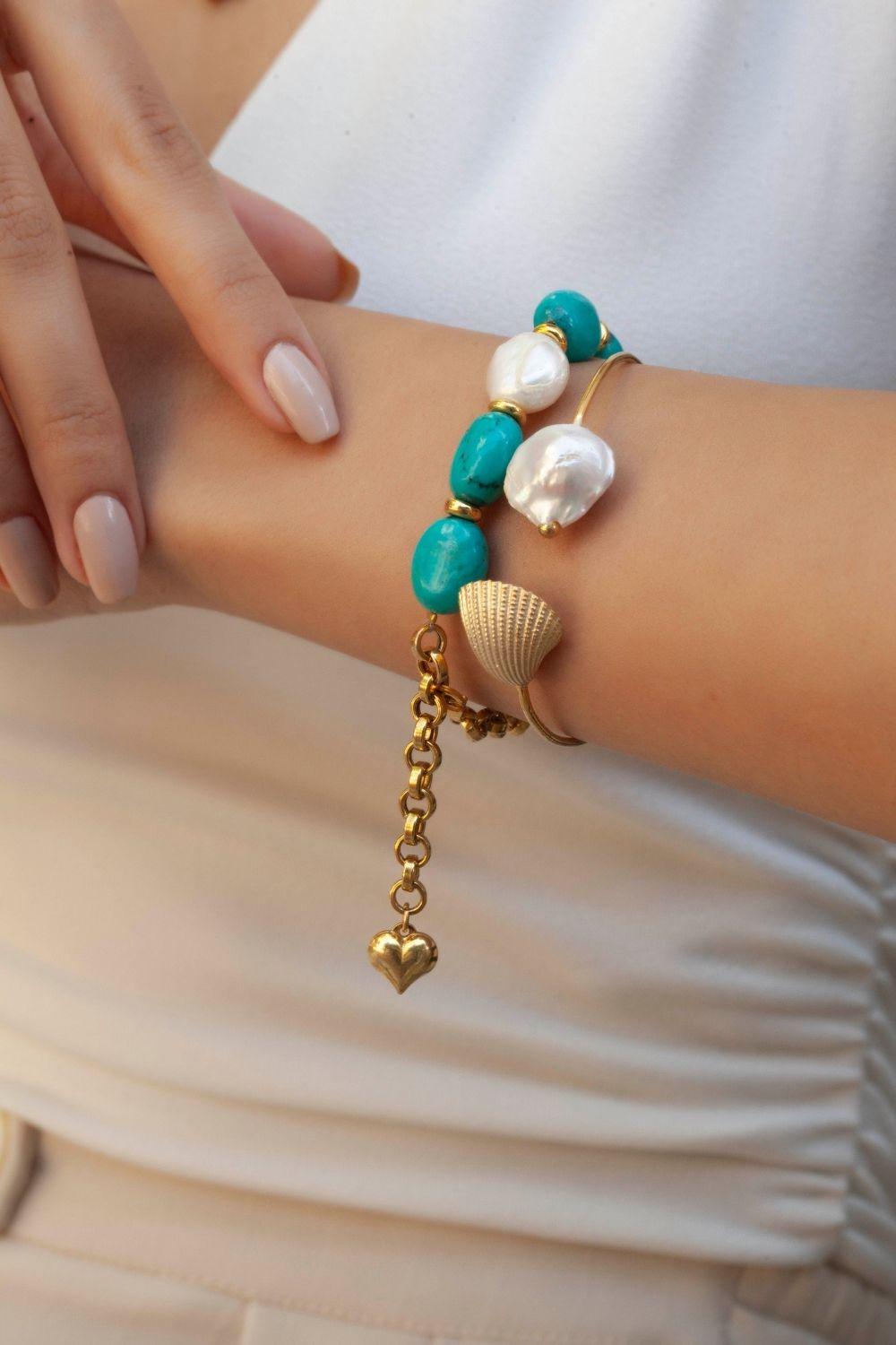 Linya Jewellery-Assora Turkuaz Taşlı Bileklik-Bileklik-3-fleurdirect.live