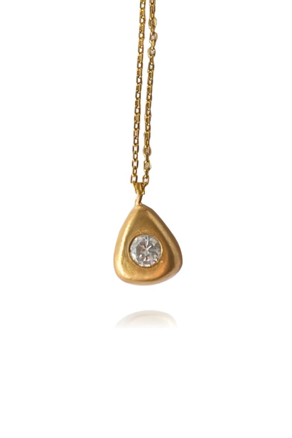 Linya Jewellery-Aura Minimal Taşlı Damla Kolye-Kolye-1-fleurdirect.live