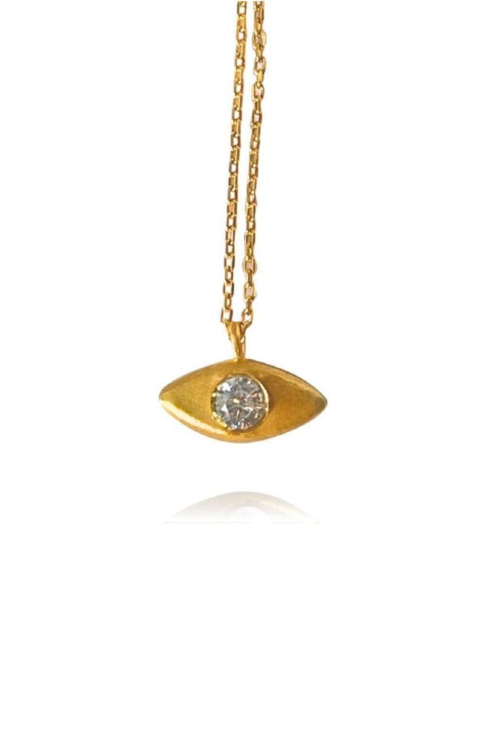 Linya Jewellery-Aura Minimal Taşlı Göz Kolye-Kolye-1-fleurdirect.live