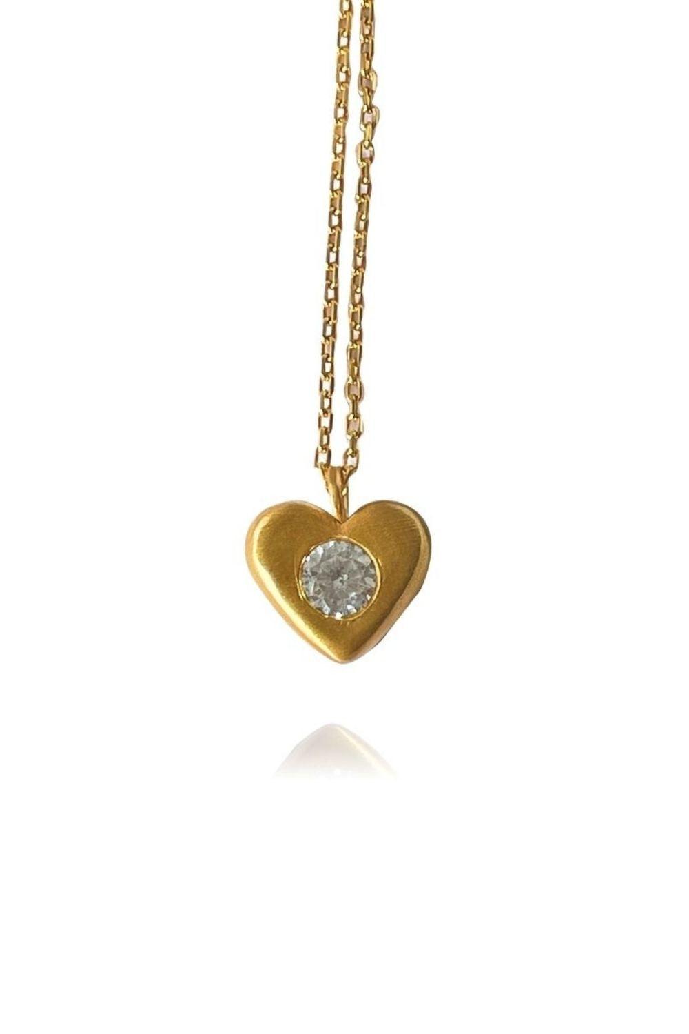 Linya Jewellery-Aura Minimal Taşlı Kalp Kolye-Kolye-1-fleurdirect.live