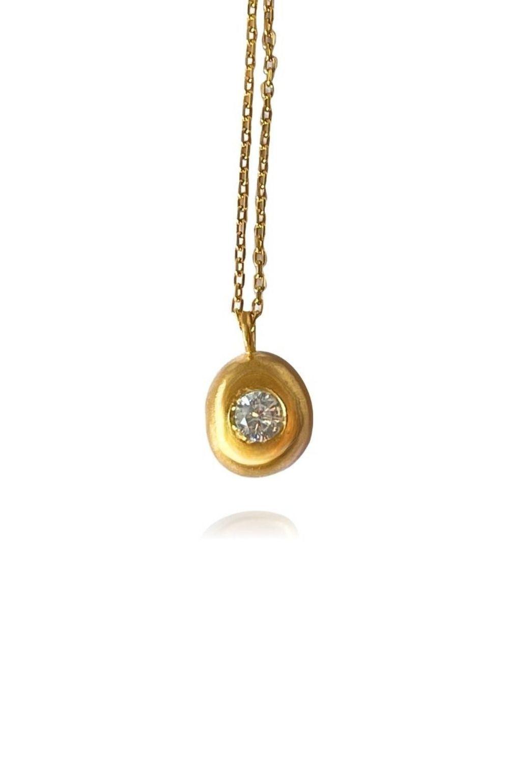 Linya Jewellery-Aura Minimal Taşlı Yuvarlak Kolye-Kolye-1-fleurdirect.live