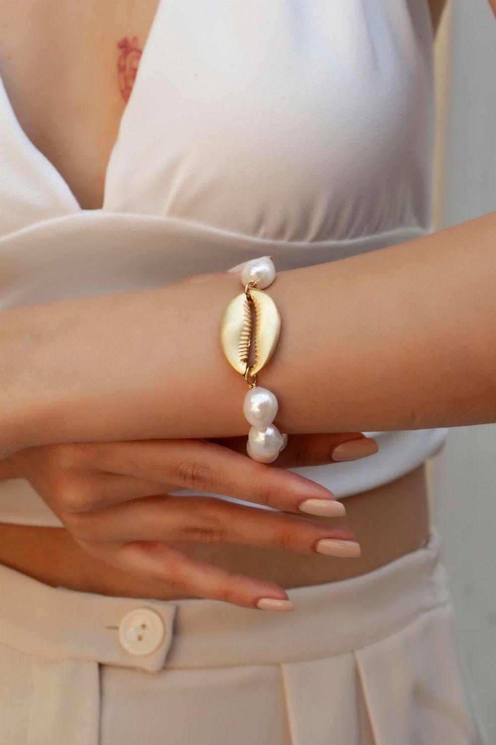 Linya Jewellery-Berla Midye İnci Bileklik-Bileklik-3-fleurdirect.live