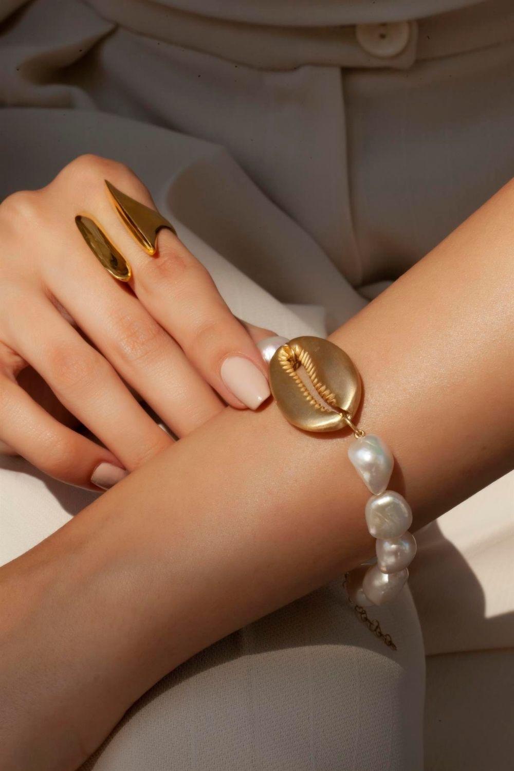 Linya Jewellery-Berla Midye İnci Bileklik-Bileklik-4-fleurdirect.live