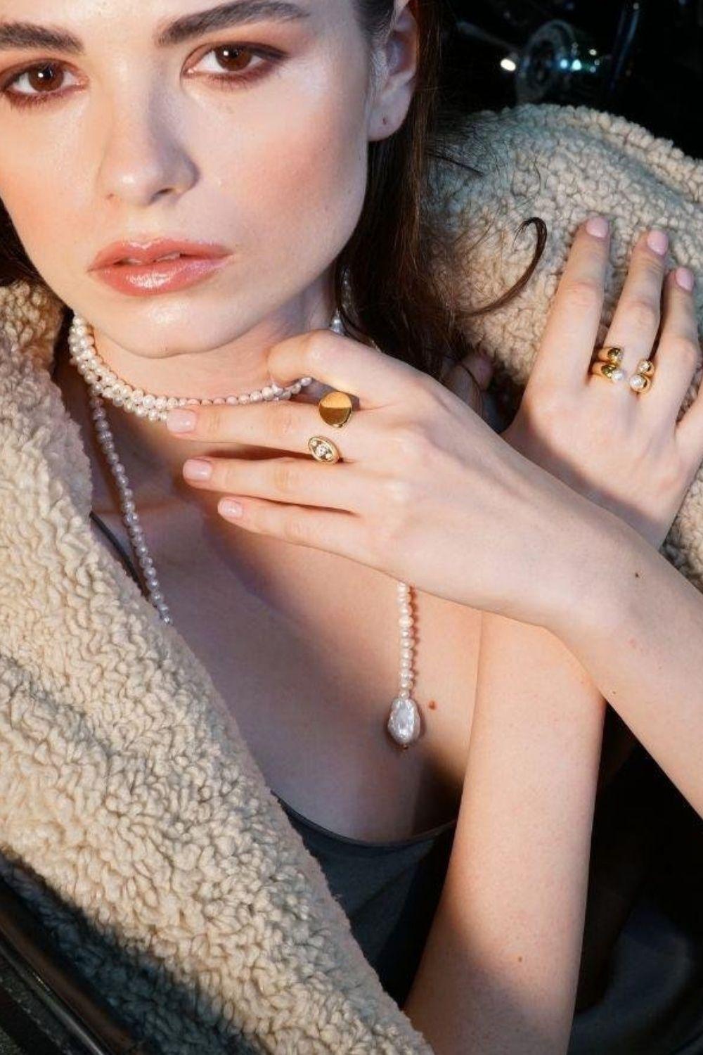 Linya Jewellery-Bombay Taşlı Yüzük Gold-Yüzük-5-fleurdirect.live