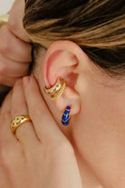 Linya Jewellery-Bonita Lacivert Mineli Küpe-Küpe-2-fleurdirect.live