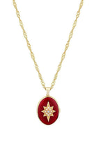 Linya Jewellery-Bordo Mineli Kutup Yıldızı Madalyon Kolye-Kolye-1-fleurdirect.live