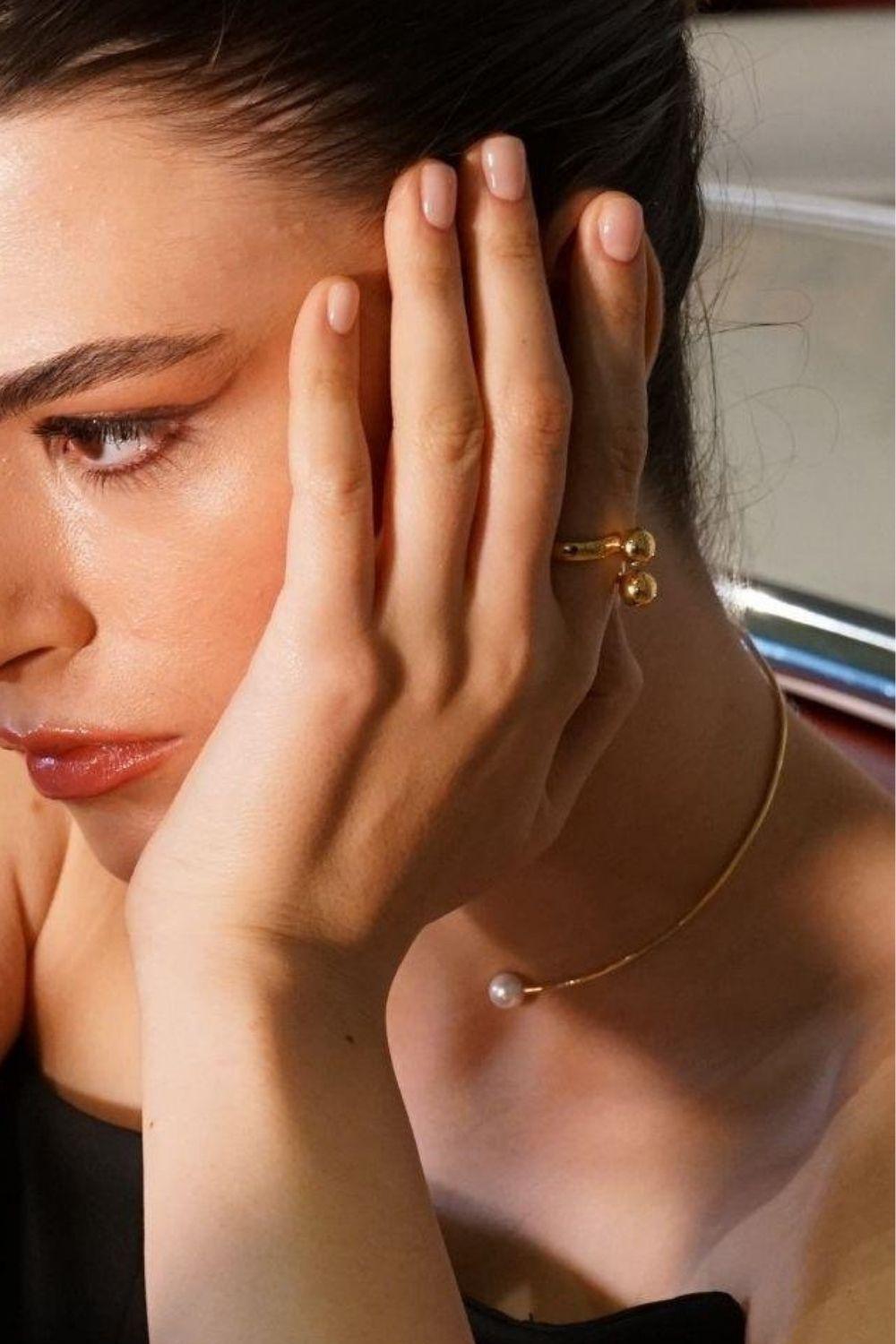 Linya Jewellery-Çift Topçuklu Yüzük Gold-Yüzük-4-fleurdirect.live