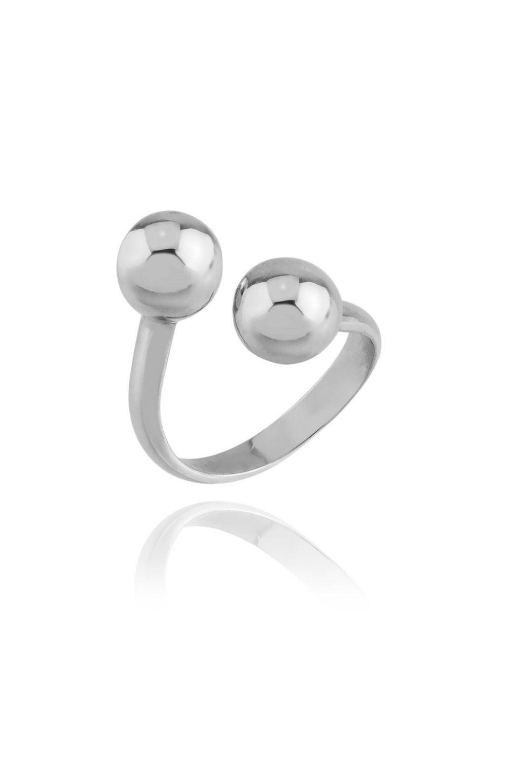 Linya Jewellery-Çift Topçuklu Yüzük Gümüş-Yüzük-1-fleurdirect.live