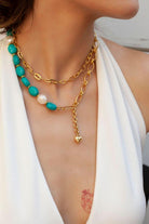 Linya Jewellery-Comiso Turkuaz Zincir Kolye-Kolye-4-fleurdirect.live