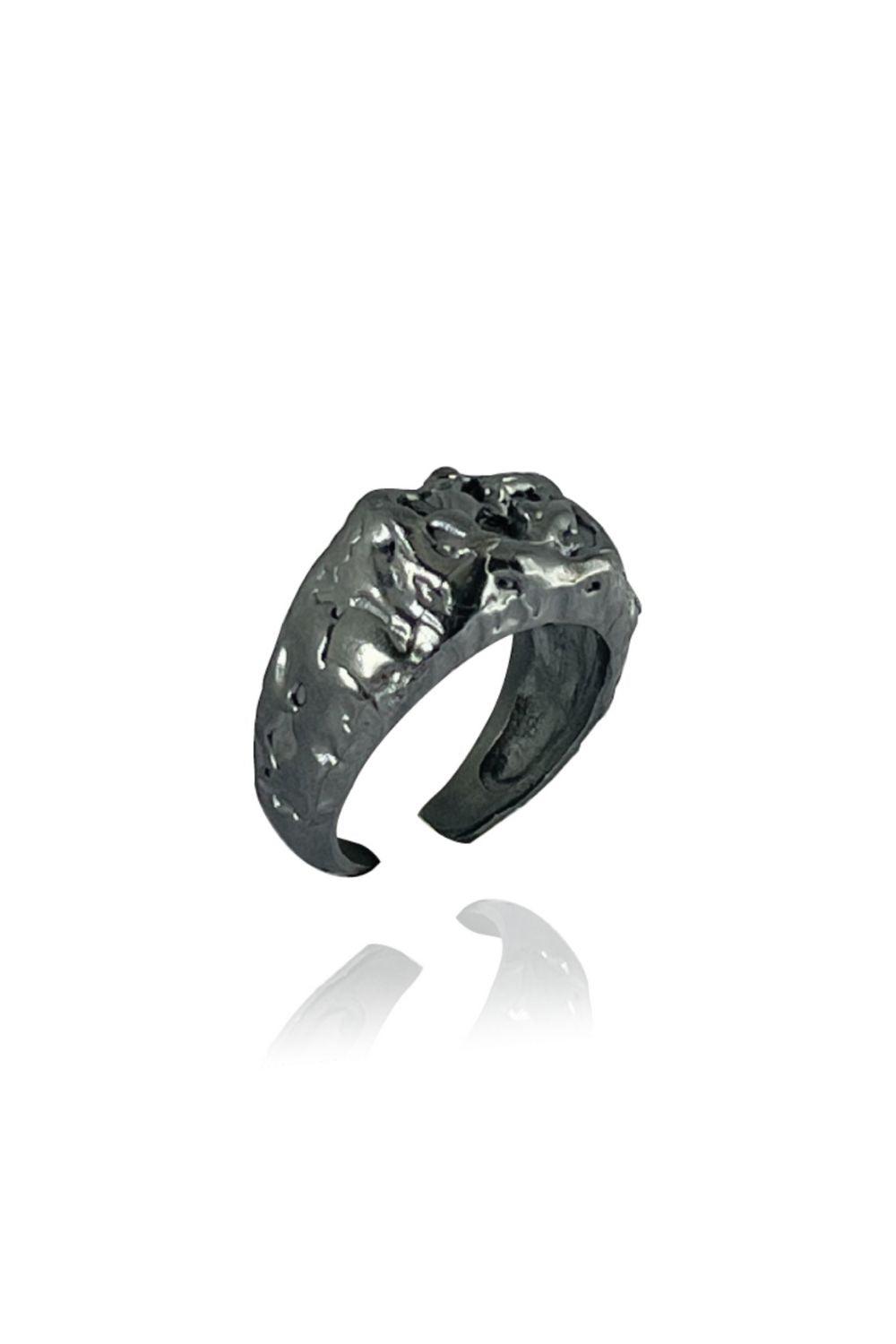 Linya Jewellery-Deka Amorf Dikdörtgen Siyah Oxid Yüzük-Yüzük-1-fleurdirect.live