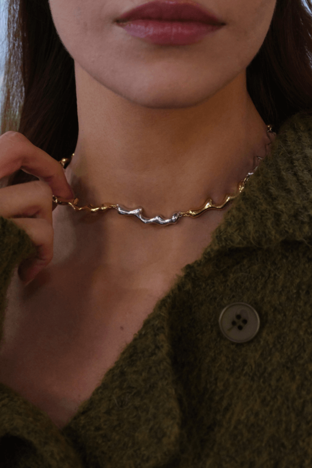 Linya Jewellery-Dery Çift Renk Damla Kolye Choker-Kolye-2-fleurdirect.live