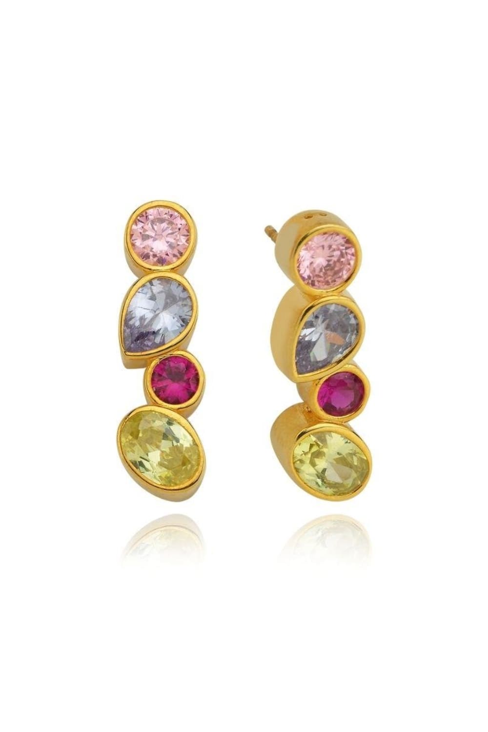 Linya Jewellery-Diana Renkli Dört Taşlı Küpe-Küpe-1-fleurdirect.live