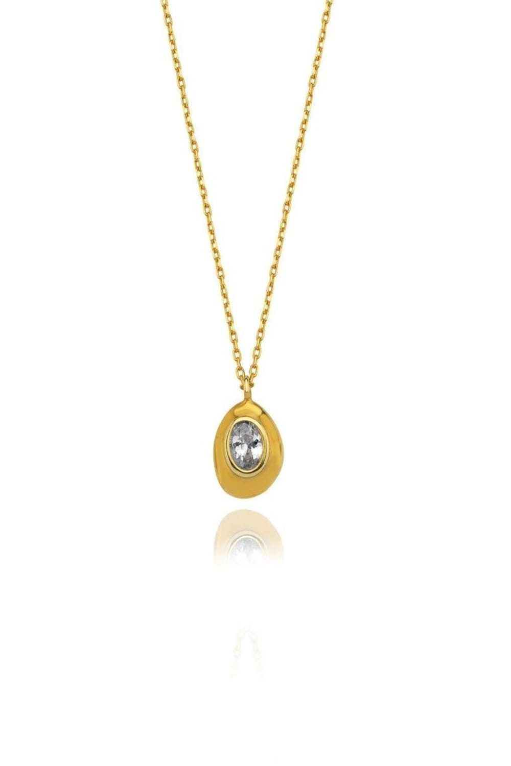 Linya Jewellery-Ella Beyaz Taşlı Oval Kolye-Kolye-1-fleurdirect.live