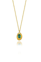 Linya Jewellery-Ella Yeşil Taşlı Oval Kolye-Kolye-1-fleurdirect.live