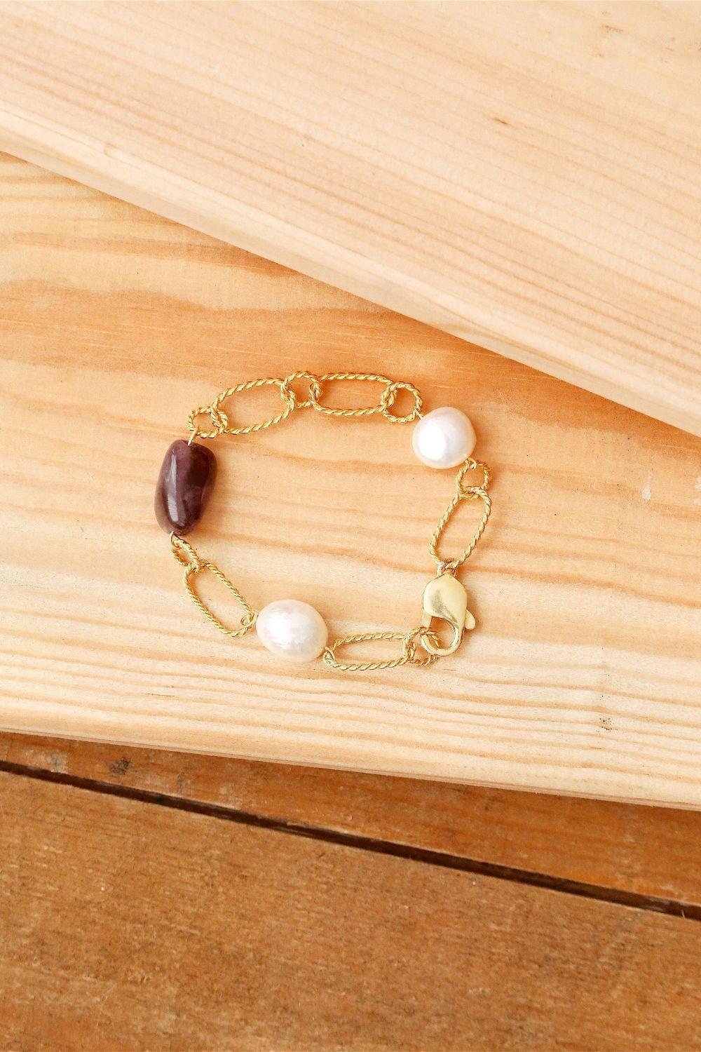Linya Jewellery-Elly Mor Taş Bileklik-Yüzük-3-fleurdirect.live
