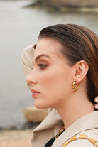 Linya Jewellery-Emily Siyah Taşlı Halka Küpe-Küpe-4-fleurdirect.live