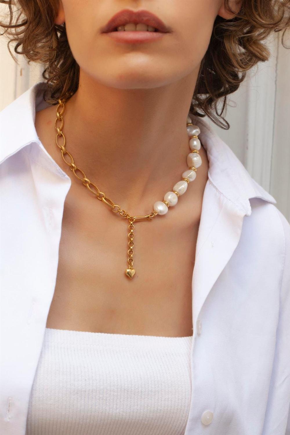 Linya Jewellery-Enna Zincir Barok İnci Kolye-Kolye-2-fleurdirect.live