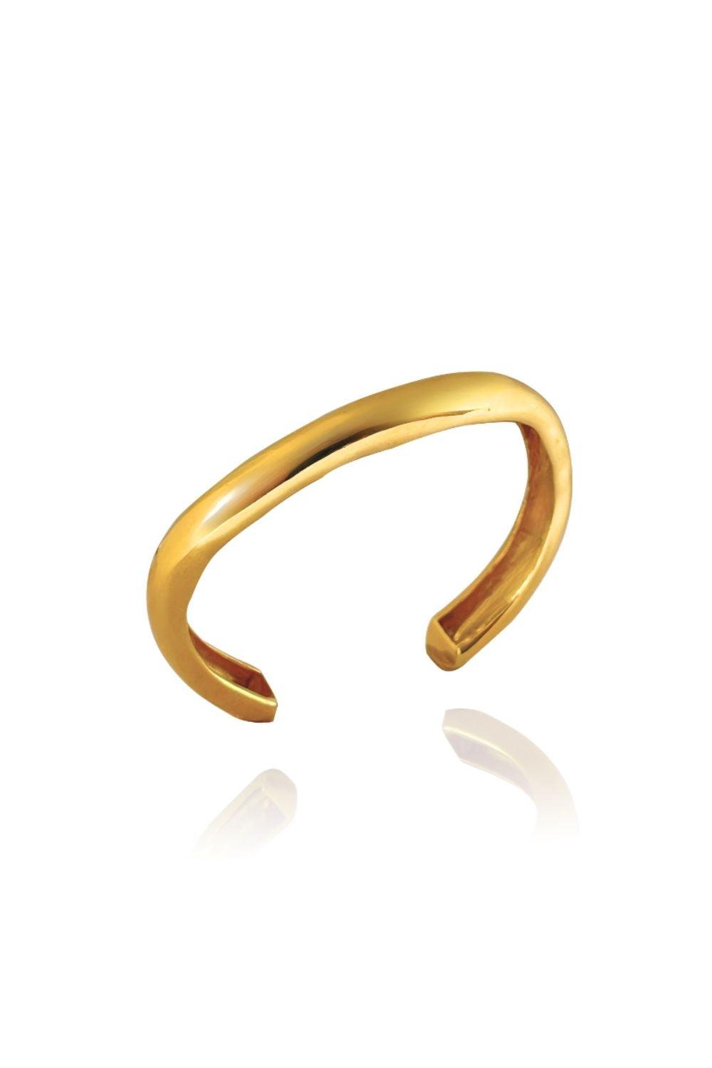 Linya Jewellery-Grel Kalın Asimetrik Gold Bileklik-Bileklik-1-fleurdirect.live